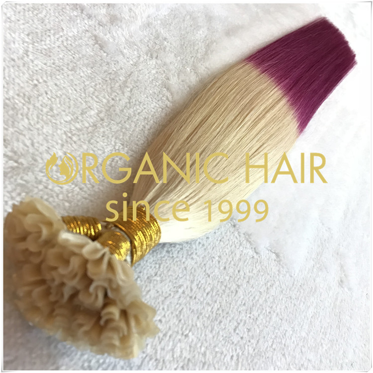 Full cuticle hair extensions，lavender  hand tied hair H133